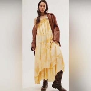 NWOT Free People Bali Devon Skirtall Size M $248 Festival Yellow
